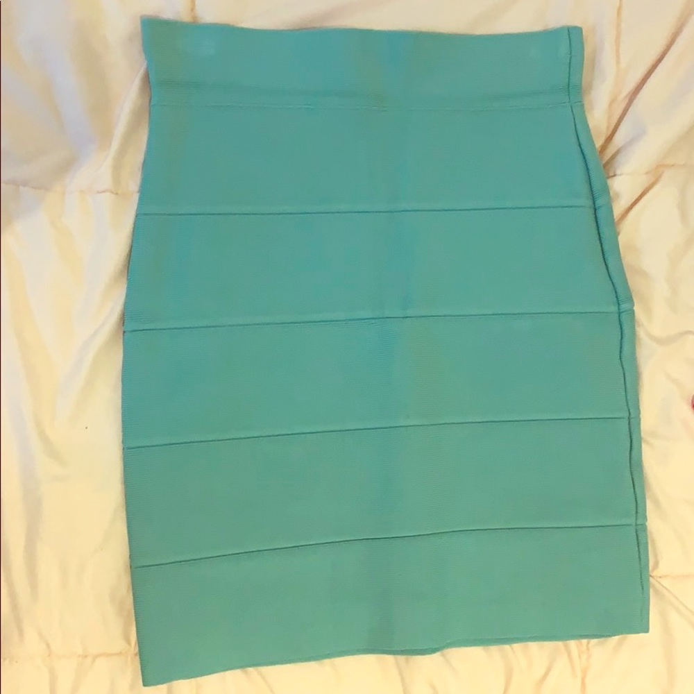 BCBGMaxAzria Mini Turquoise Bandage Skirt